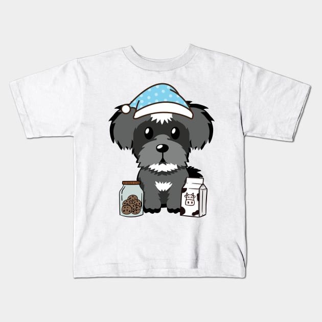 Funny schnauzer is having a midnight snack Kids T-Shirt by Pet Station